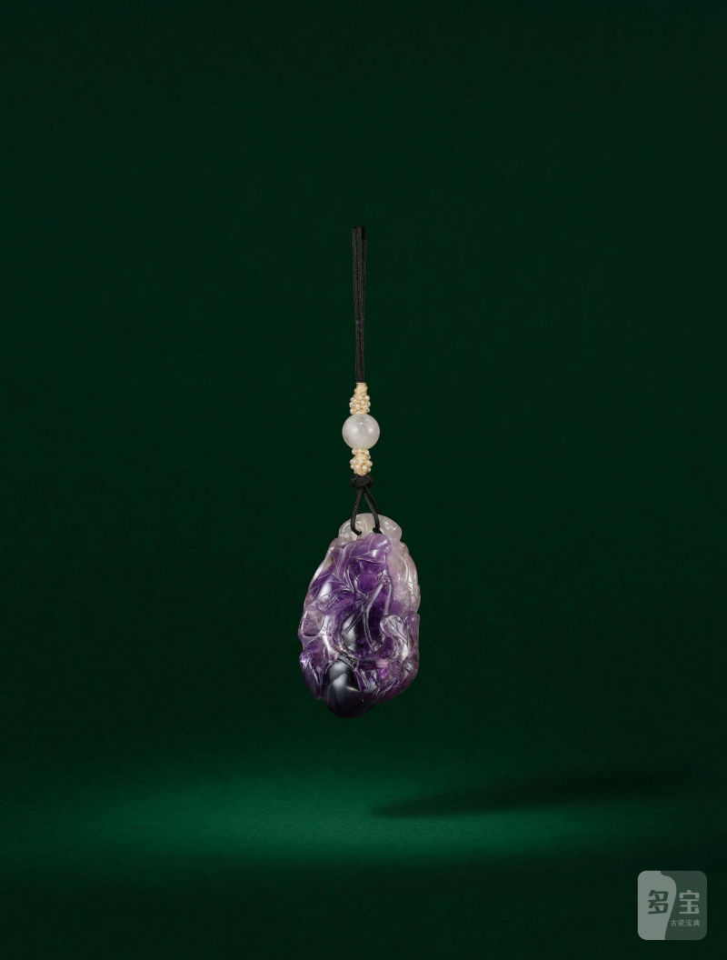 清十九世紀　紫晶蝙蝠葫蘆紋珮 | AN AMETHYST 'BAT AND GOURD' PENDANT - 图4